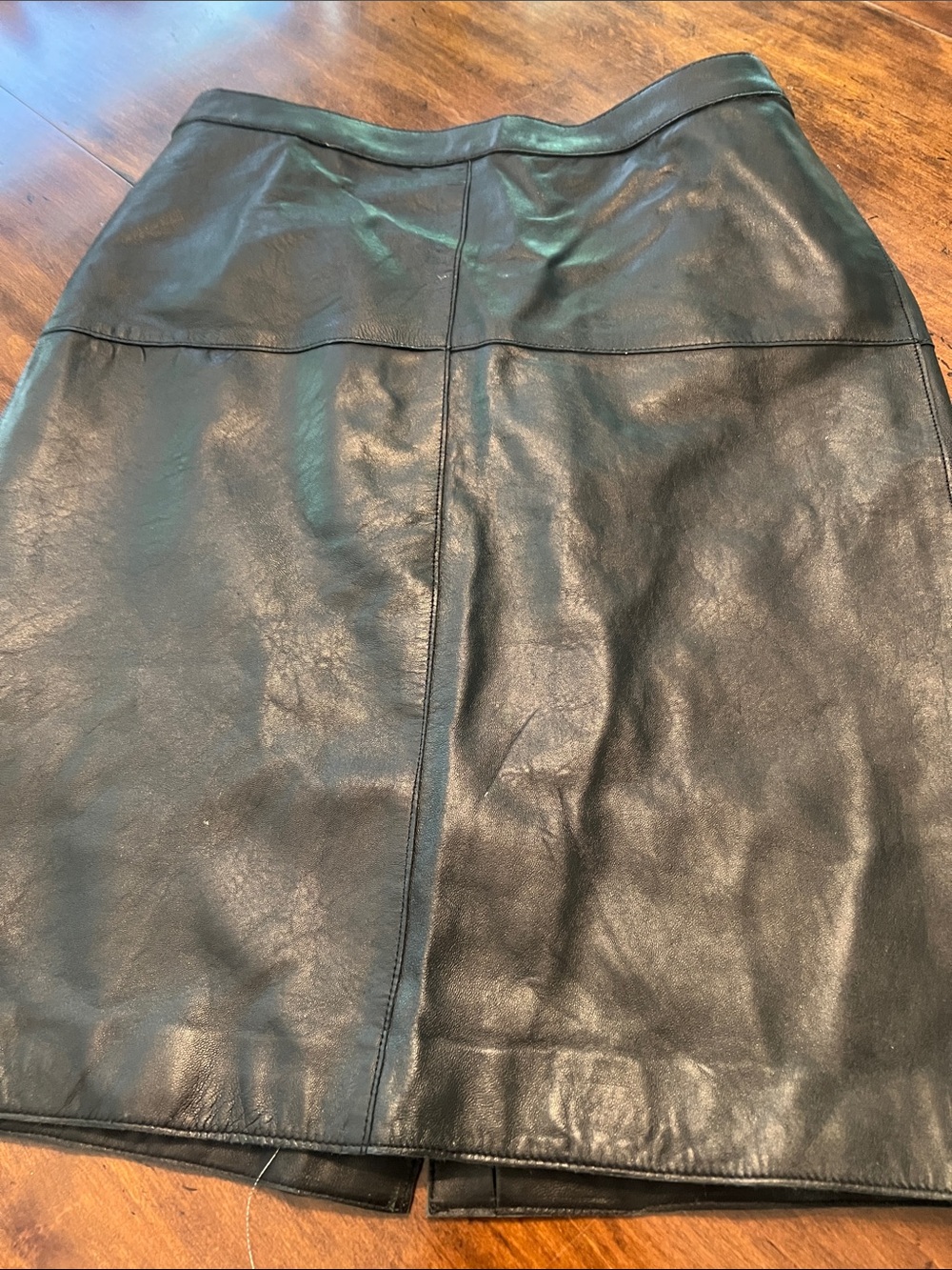 Classic Black Genuine Leather Pencil Skirt